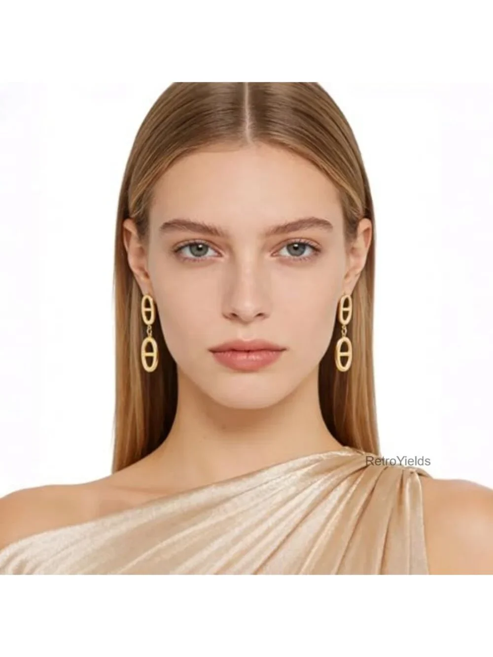 14K Gold Plated Paperclip Drop Dangle Earrings for Women Dainty Statement